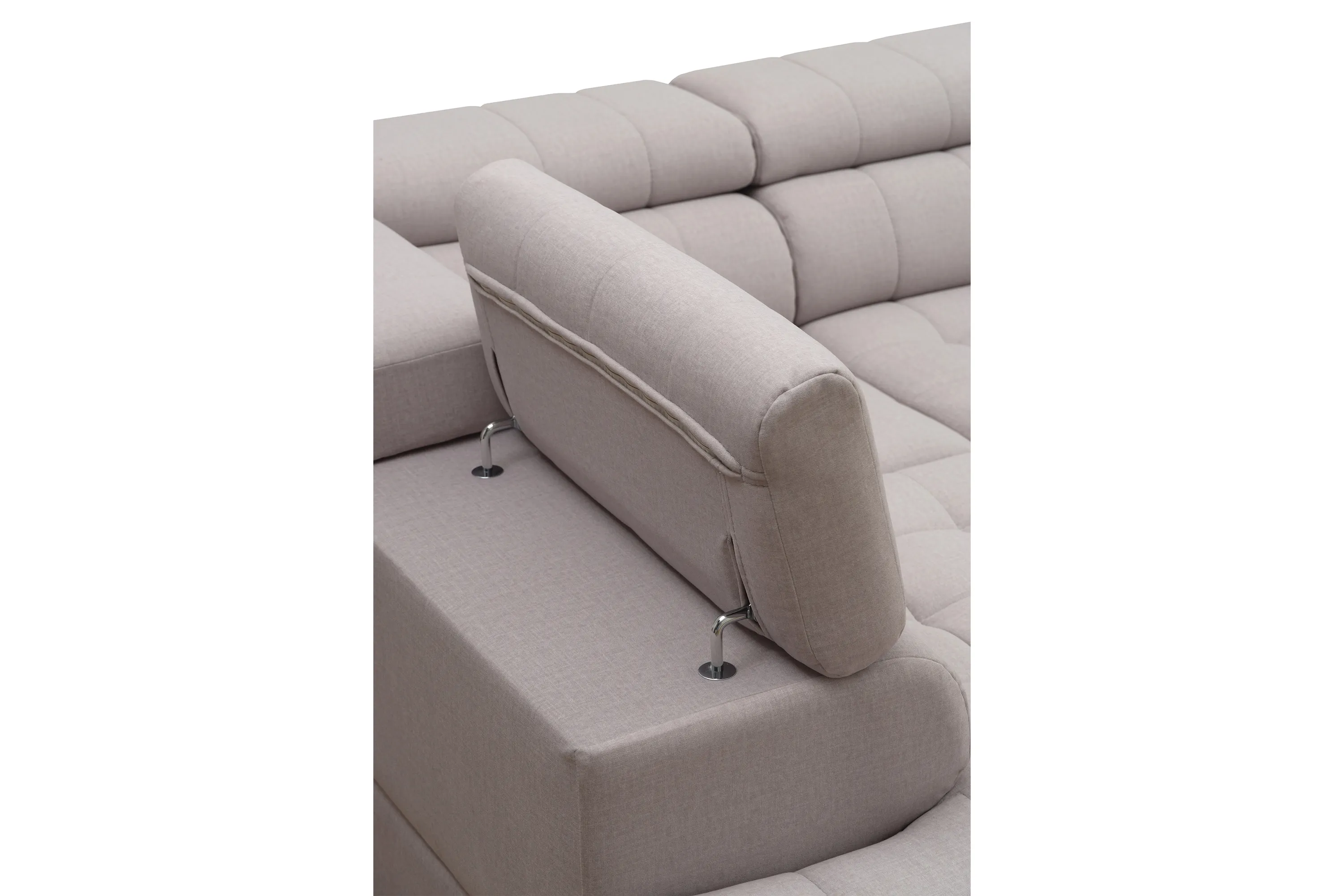 Narożnik lewostronny VALORIS L regulowane zagłówki i podłokietniki tkanina Maya 01 beżowy - B_162434