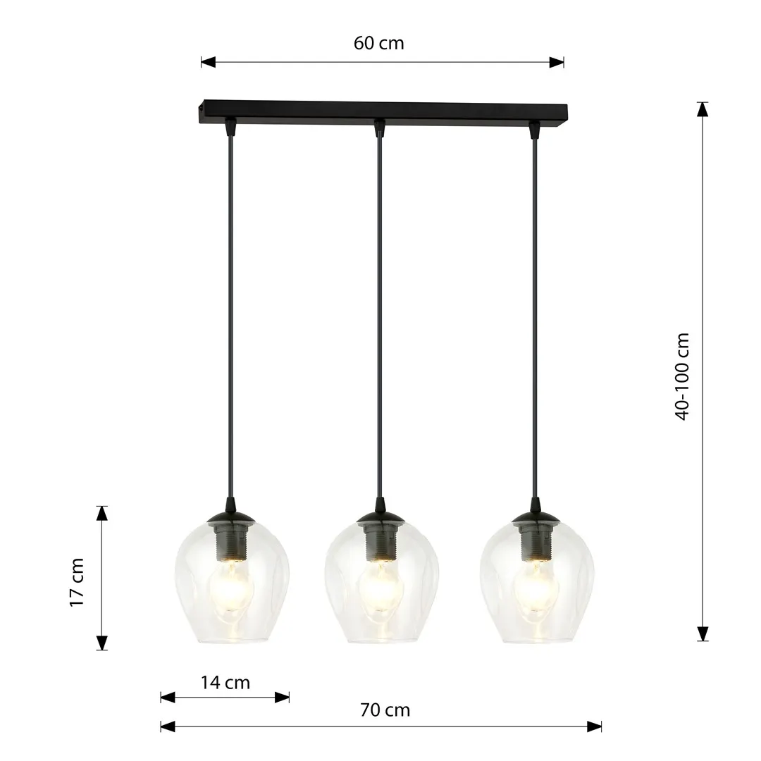 Lampa sufitowa ISTAR 3 czarny transparentny — zdjęcie 9