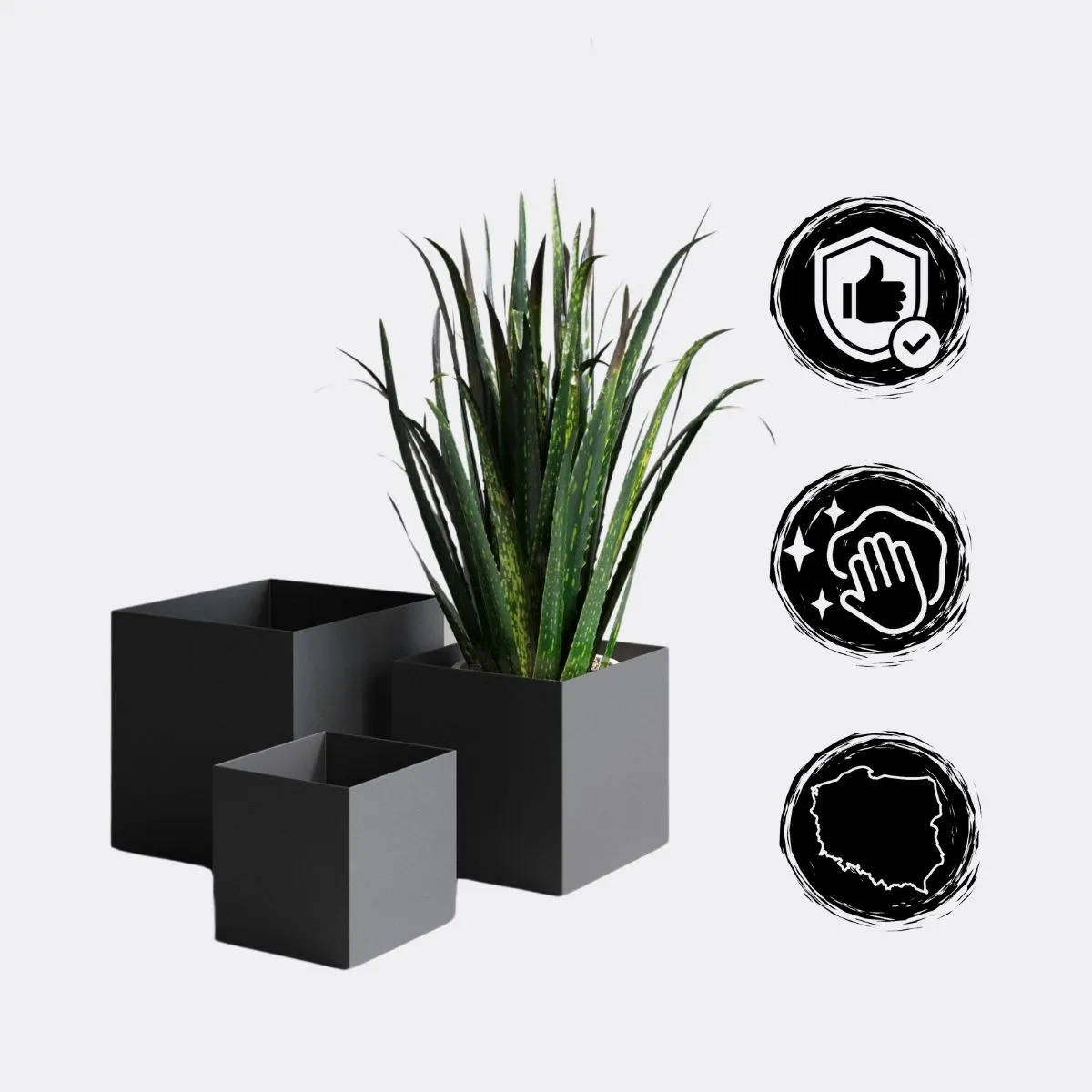 DONICZKA-osłonka na donice metalowa VANNES L czarna - LD_TZ000113