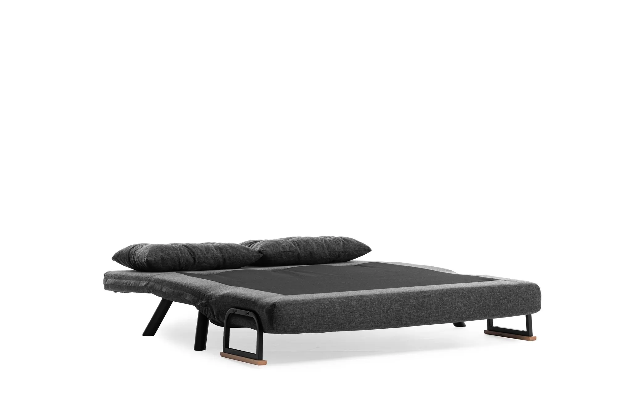 Sofa rozkładana 2-osobowa z lnianą tapicerką SANDO ciemnoszara — zdjęcie 5