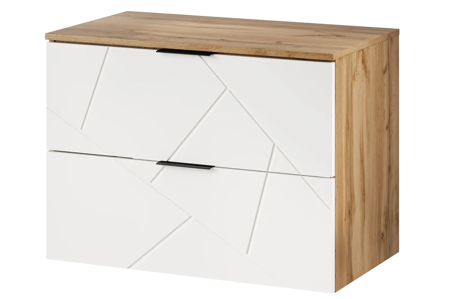 Szafka wisząca pod umywalkę MAZI 58x80 dąb Wotan/biały mat Meble, Szuflada, Kredens, Szafka, Skrzynka pocztowa