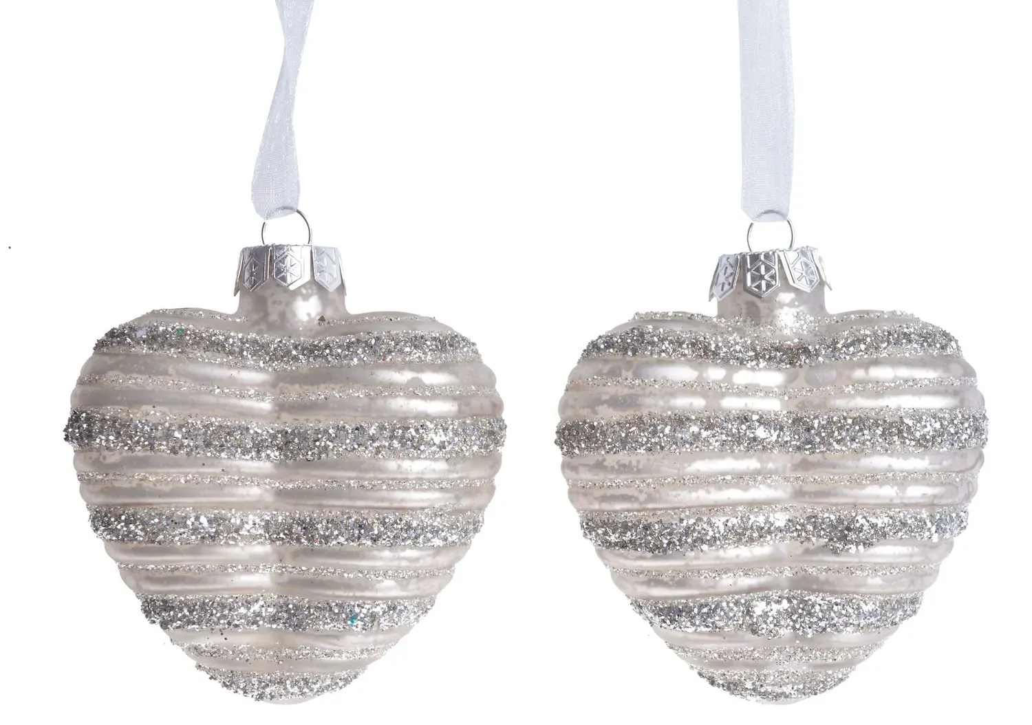 Komplet bombek szklanych SERCE 2 sztuki szampański Komplet bombek szklanych SERCE 2 sztuki szampański