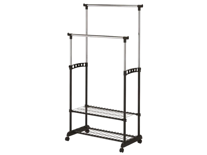 Stojak na ubrania NOVA II BIS na kółkach z półkami Signal