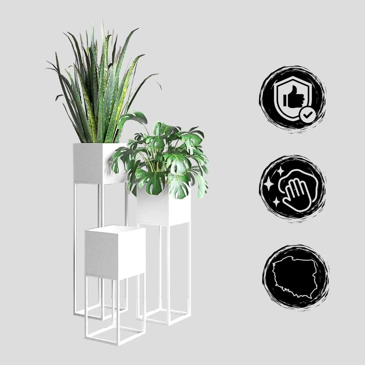 DONICZKA-osłonka na donice metalowa LORIENT L biała - LD_TZ000072