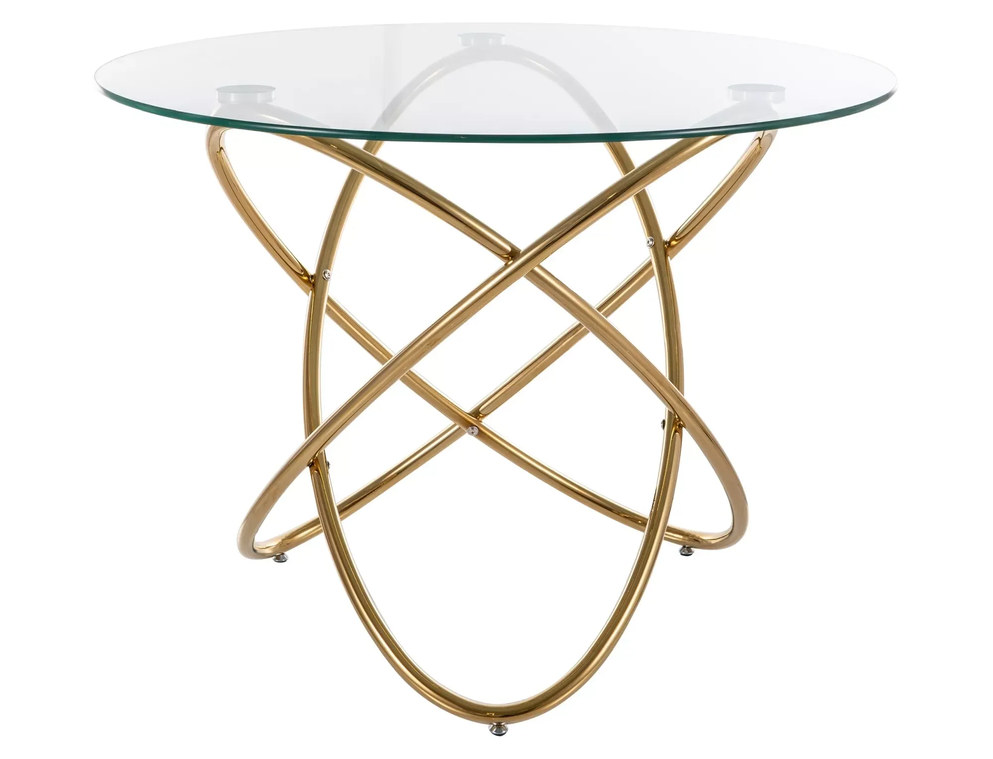 Stół okrągły ORBIT 100 cm szklany blat/złote nogi
