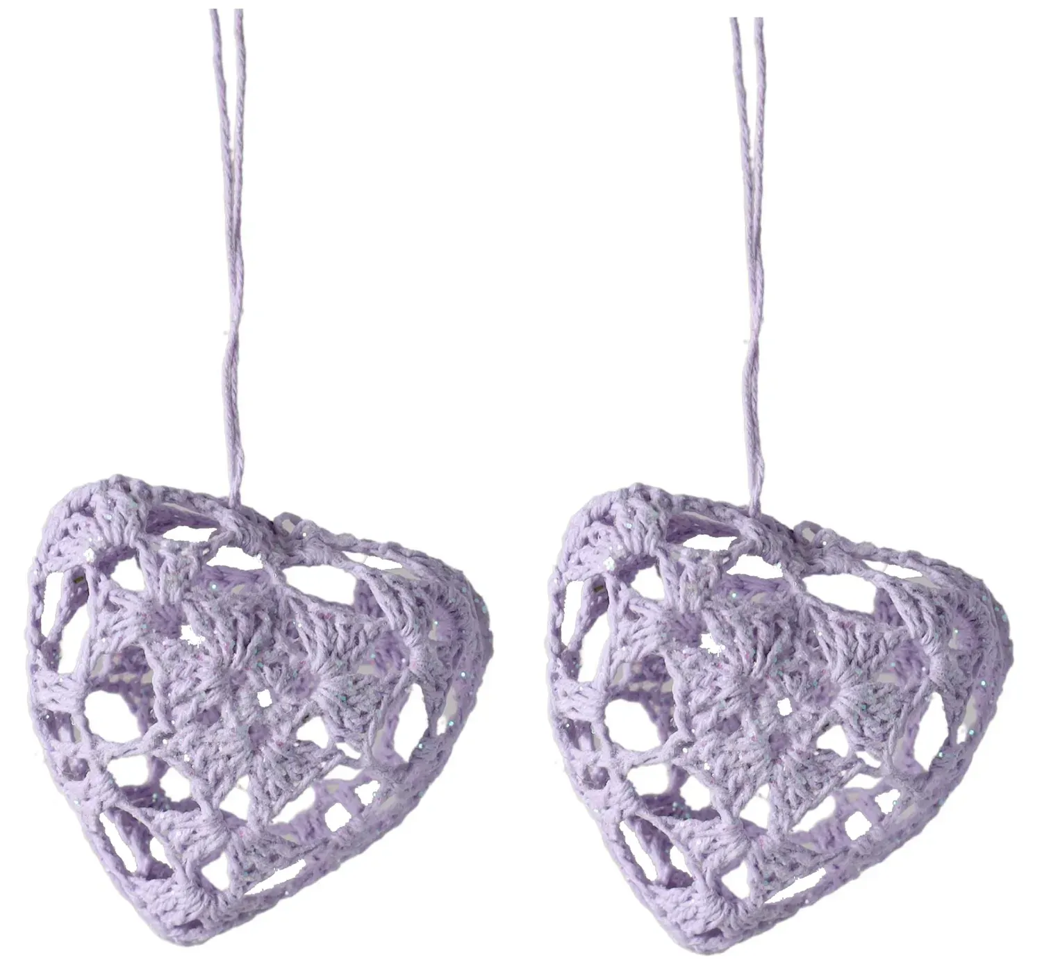 Dekoracja świąteczna SERCA szydełkowe kpl. 2 sztuki fioletowe