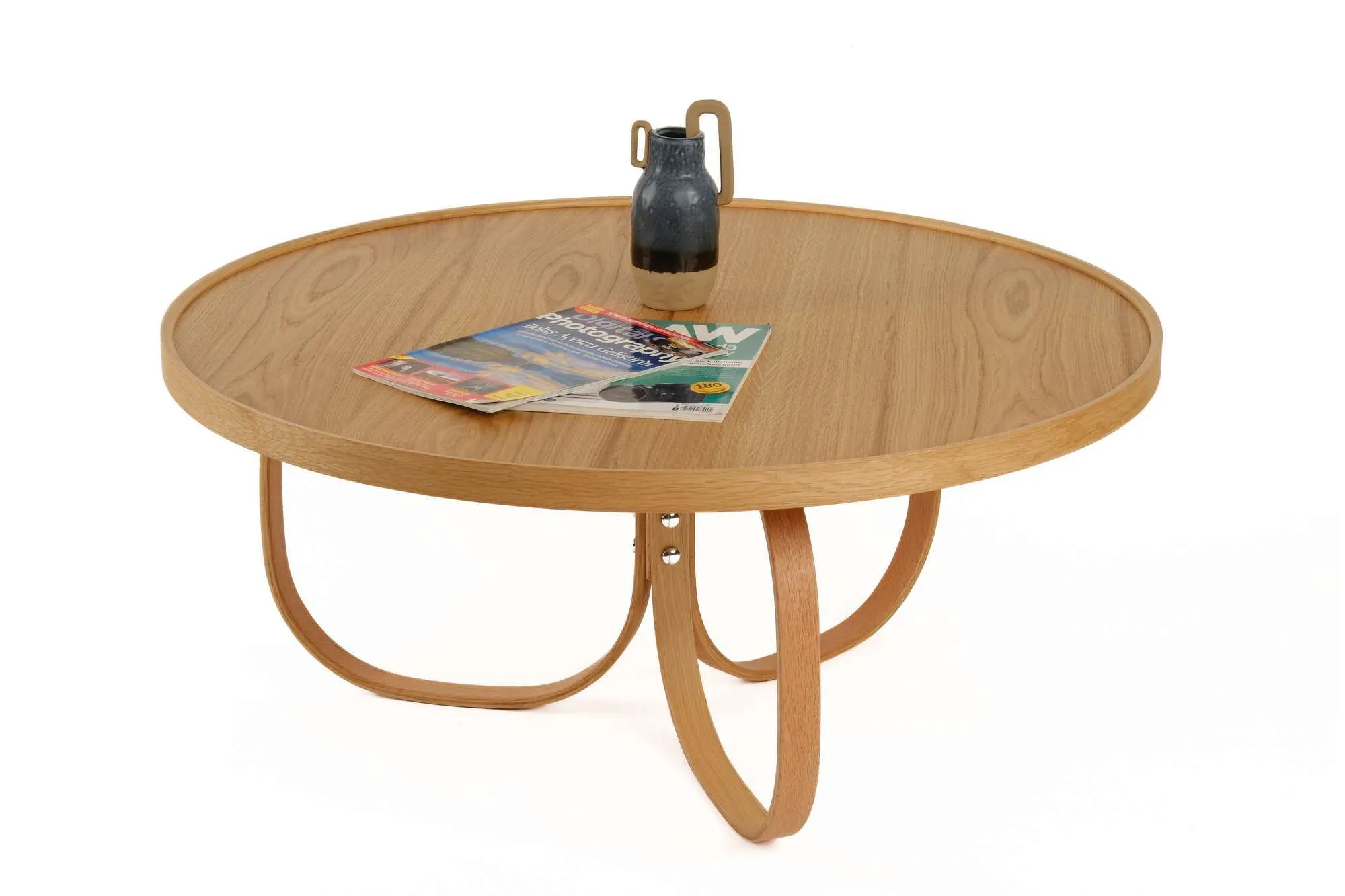 Stolik kawowy drewniany okrągły JUPITER Fi 100 dąb naturalny - ASI_643MRL1103