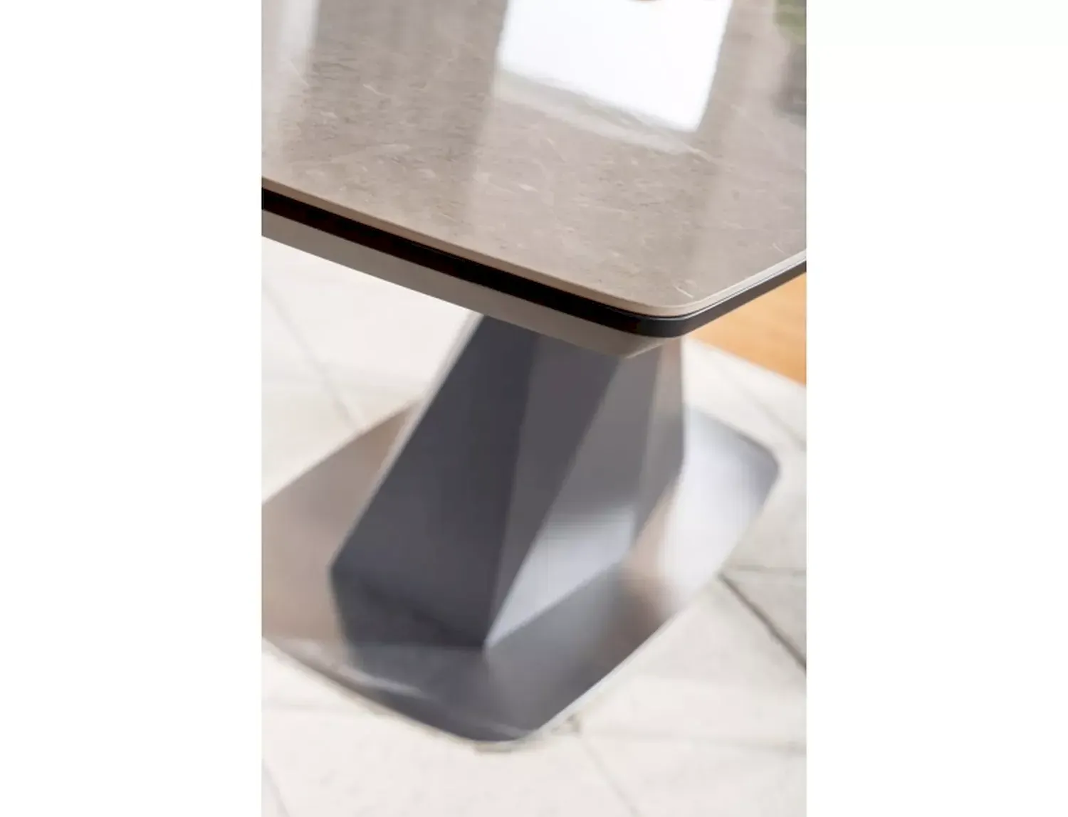 Stół rozkładany CORTEZ CERAMIC 90x160(210) cm szary efekt marmuru antracyt mat - CORTEZCSZAT160