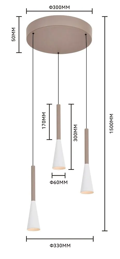 Lampa wisząca okrągła TROMPTO 3 LED kaszmirowa — zdjęcie 6