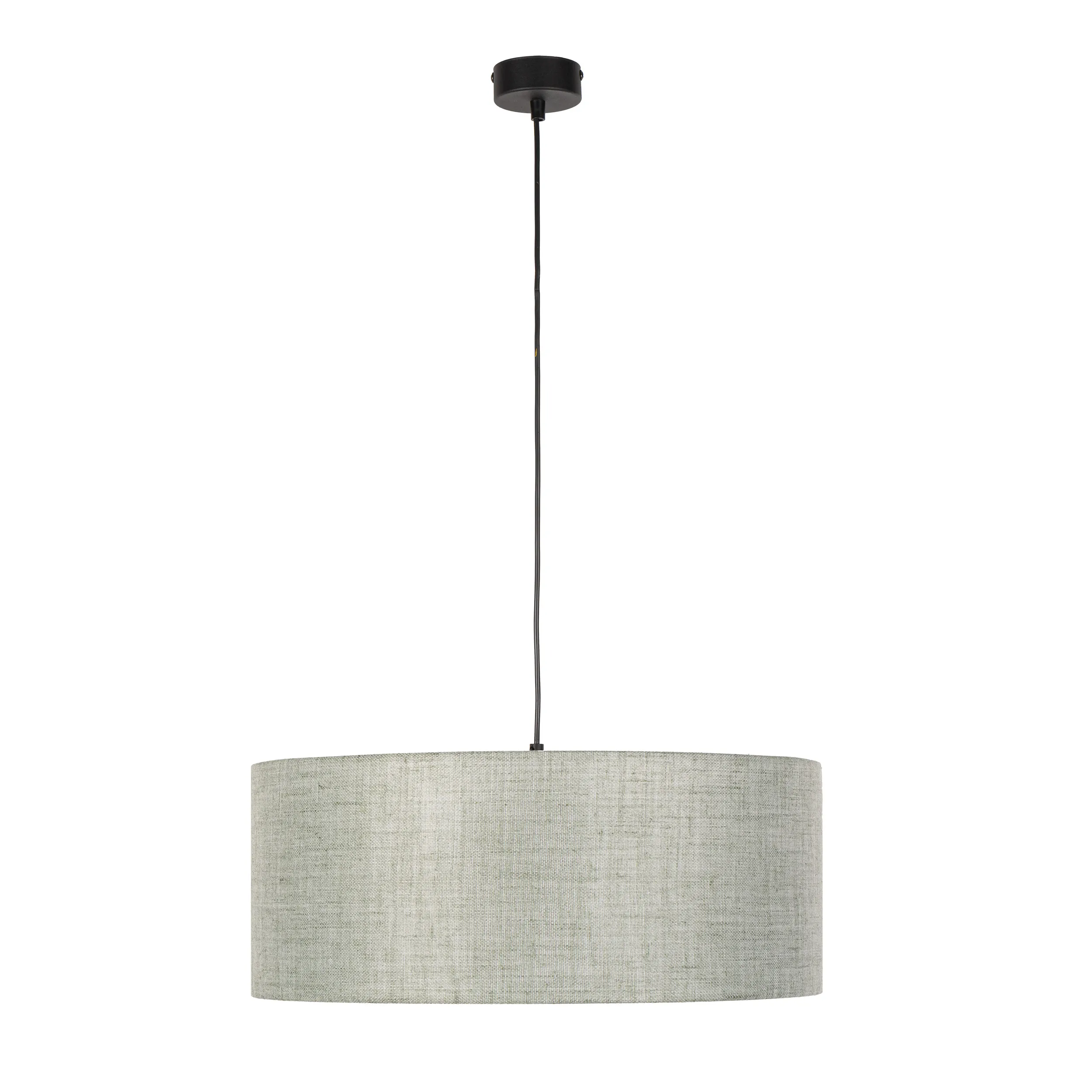 Lampa wisząca EARTH szary okrągły klosz z tkaniny z białym elementem czarna podstawa i przewód 110x50cm - TK_4654