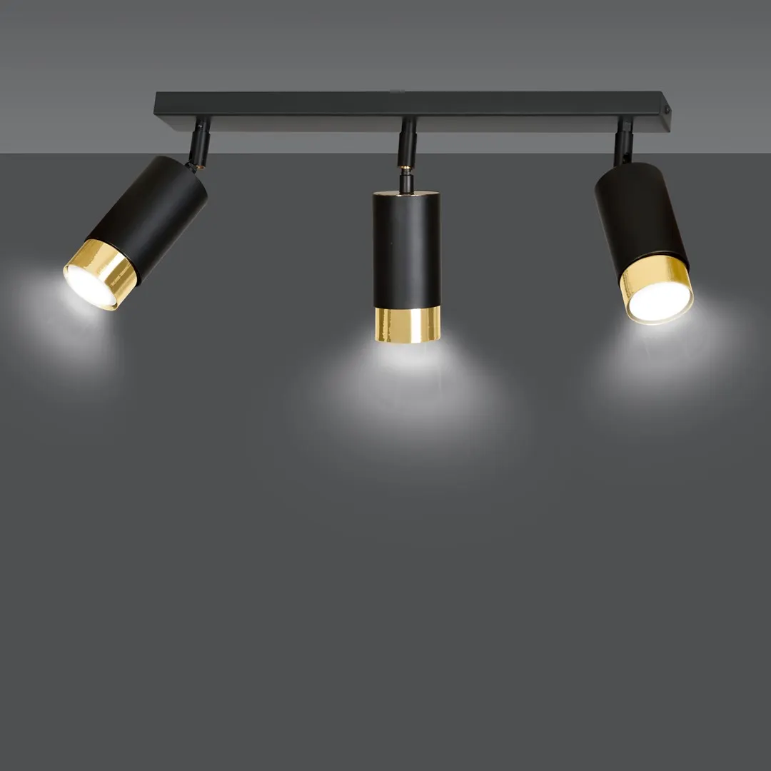 Lampa sufitowa HIRO 3 czarny złoty — zdjęcie 3