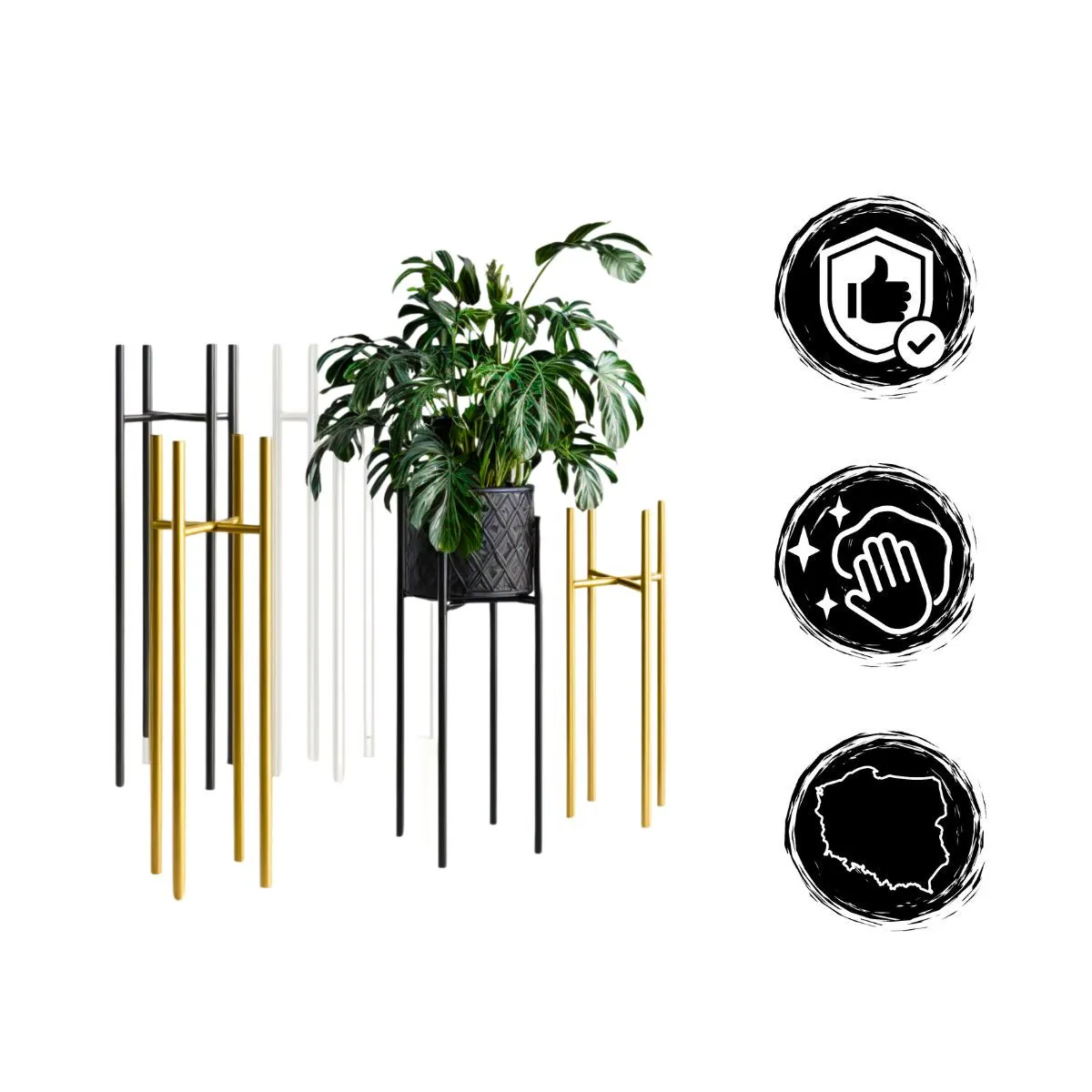 Kwietnik-stojak na donice metalowy ANGERS M złoty - LD_TZ000125