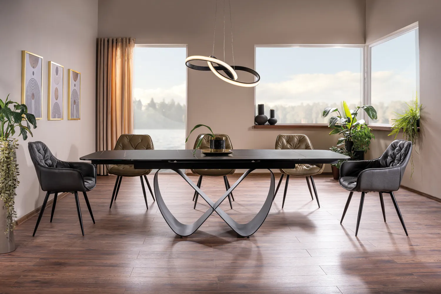 Stół rozkładany INFINITY CERAMIC 95x160(240) Azario Black czarny stelaż czarny Signal — zdjęcie 13