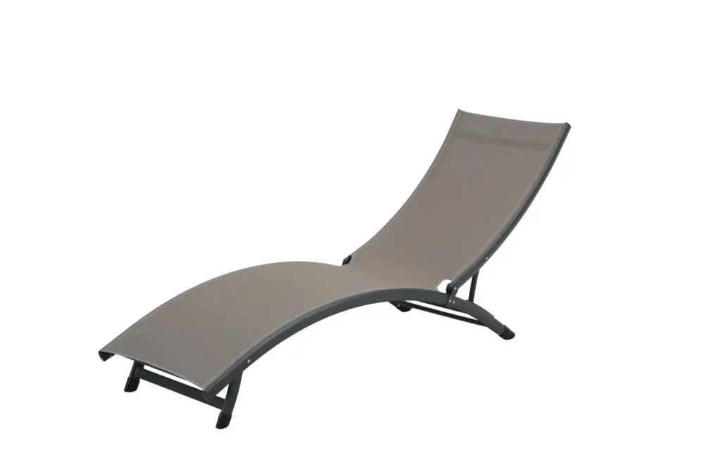 Leżak ogrodowy basenowy STAR 186 cm składany taupe