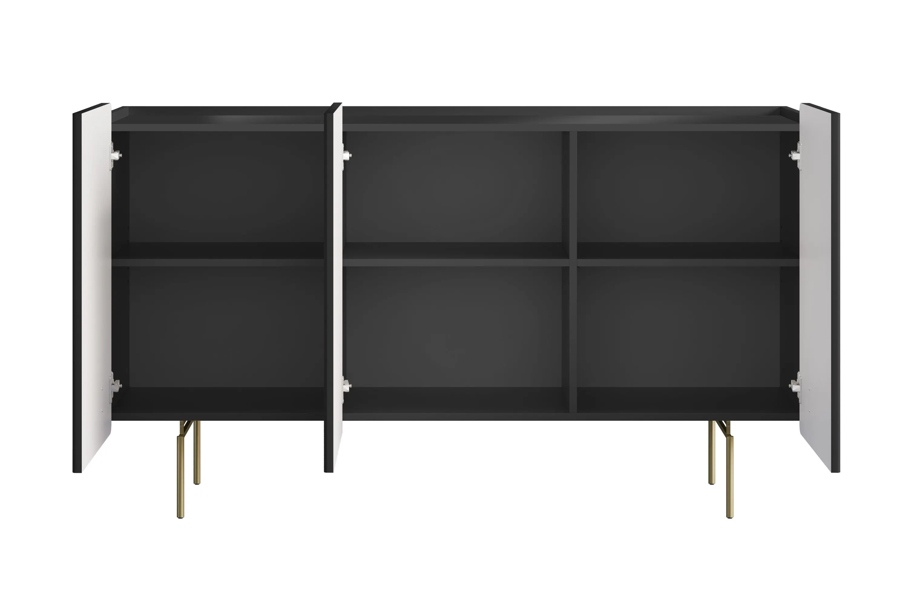 Komoda 3-drzwiowa MALMI 150cm - czarna złote nogi - B_166974