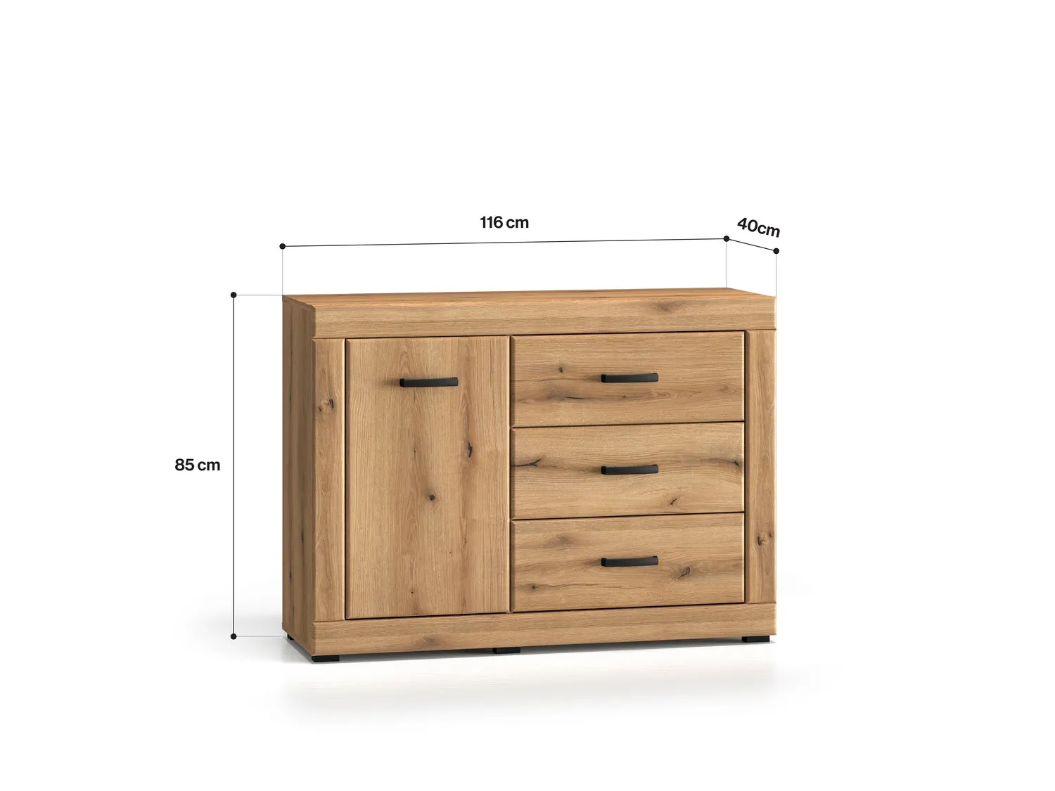 Komoda 1-drzwiowa z szufladami DORA 116x40x85 dąb evoke - 1DORA05-001