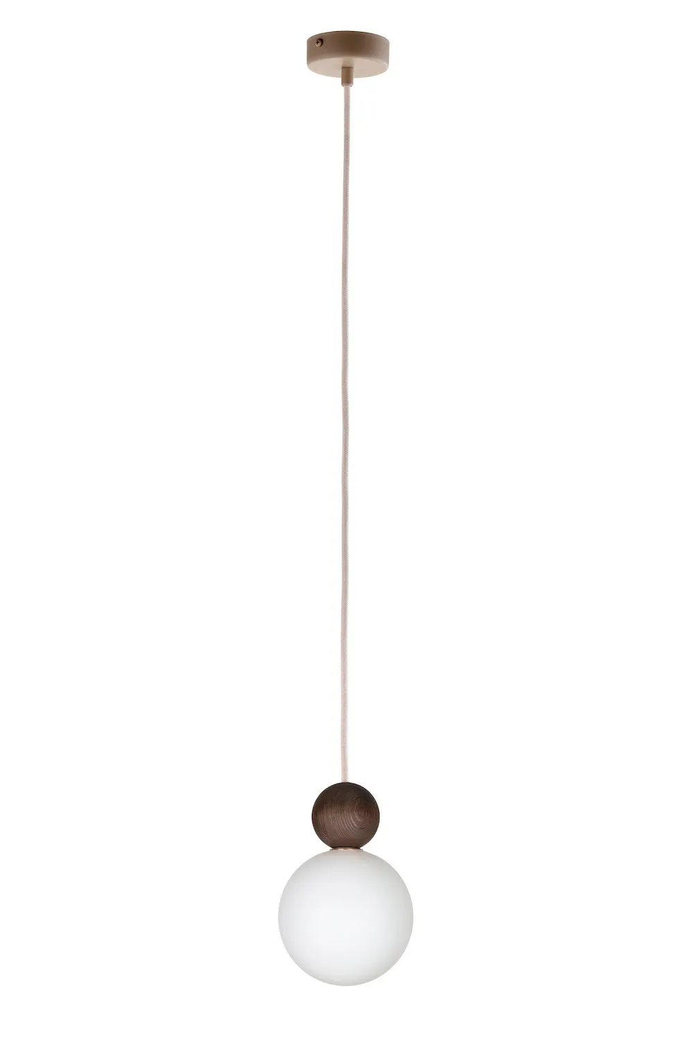 image lampa wisząca, bombka szklana, kula, drewniany element, osłona zasilania