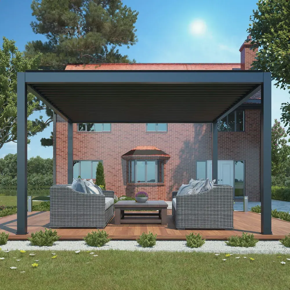 Pergola elektryczna LUXE 4x4x2,5m antracyt z oświetleniem LED Esti&Esta — zdjęcie 9