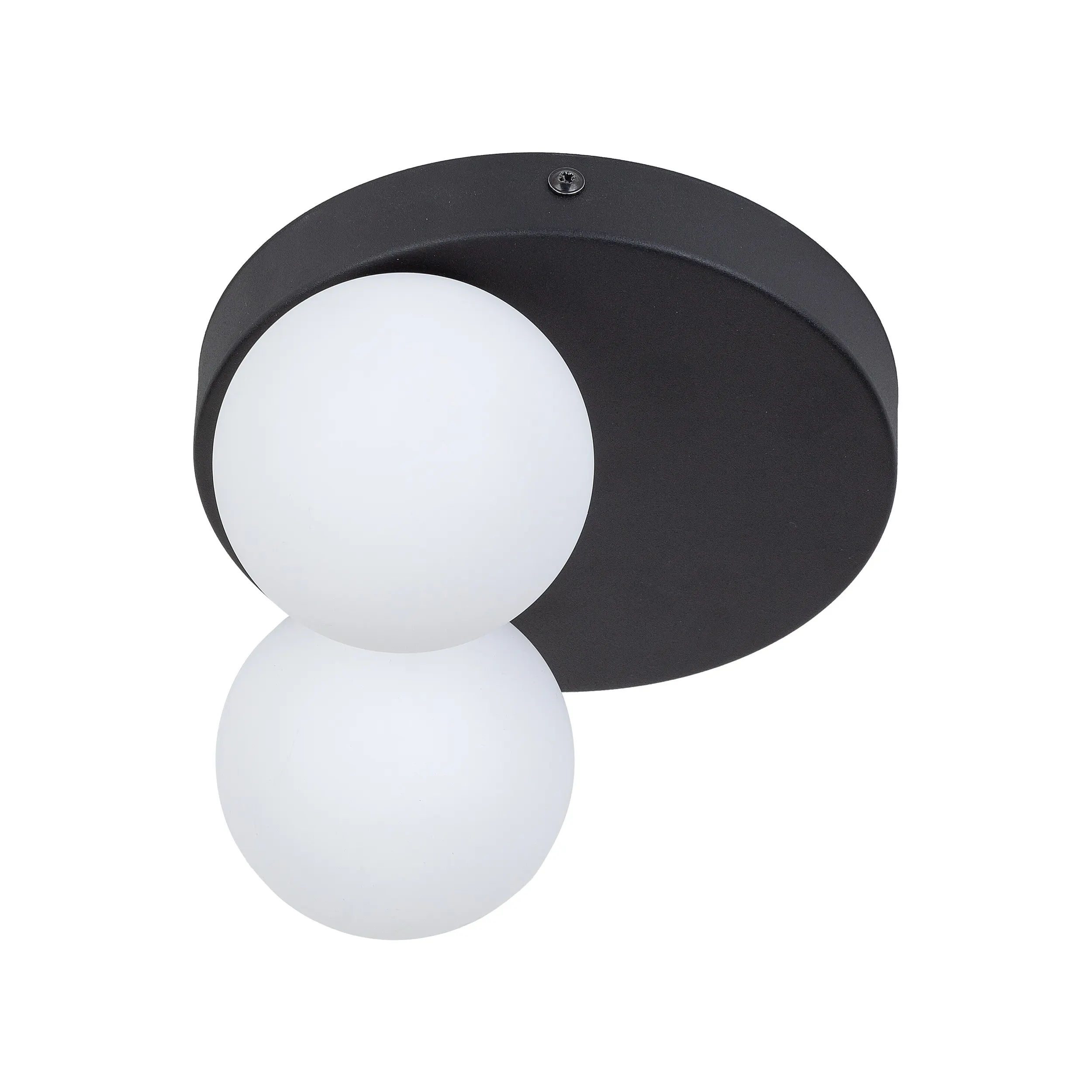 Lampa sufitowa BIANCA czarna z białym okrągłym szklanym kloszem 16x15x12cm - TK_5681