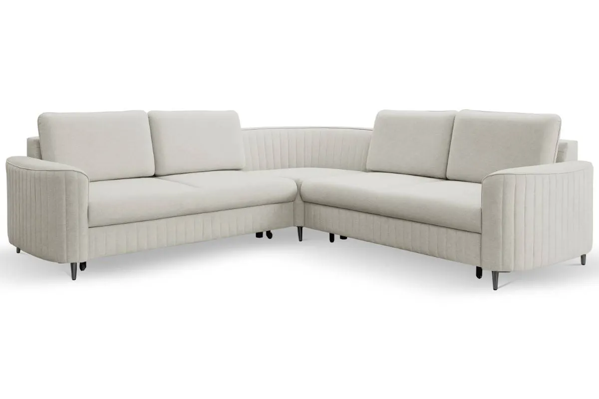 Narożnik rozkładany z pojemnikiem LAREN CASTEL 251 cm lewy popielaty czarne nóżki - LAREN_NAR_CASTEL80_L_CZ