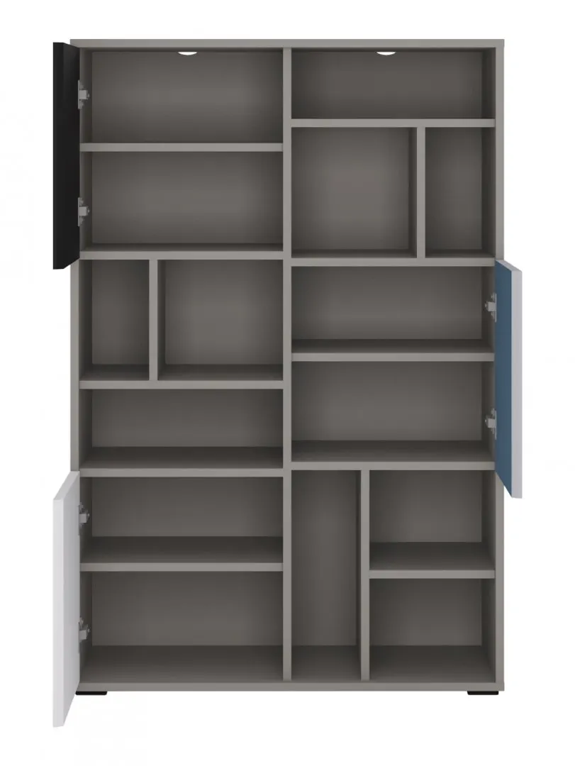 Regał niski 3-drzwiowy LASER Szary, Biały, Czarny, Niebieski LASR02B - 6000000001593