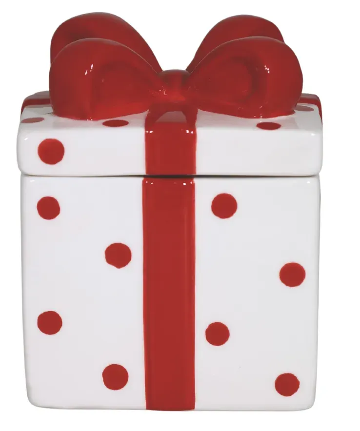 PUZDERKO ceramiczne PREZENT mały biało-czerwony PUZDERKO ceramiczne PREZENT mały biało-czerwony