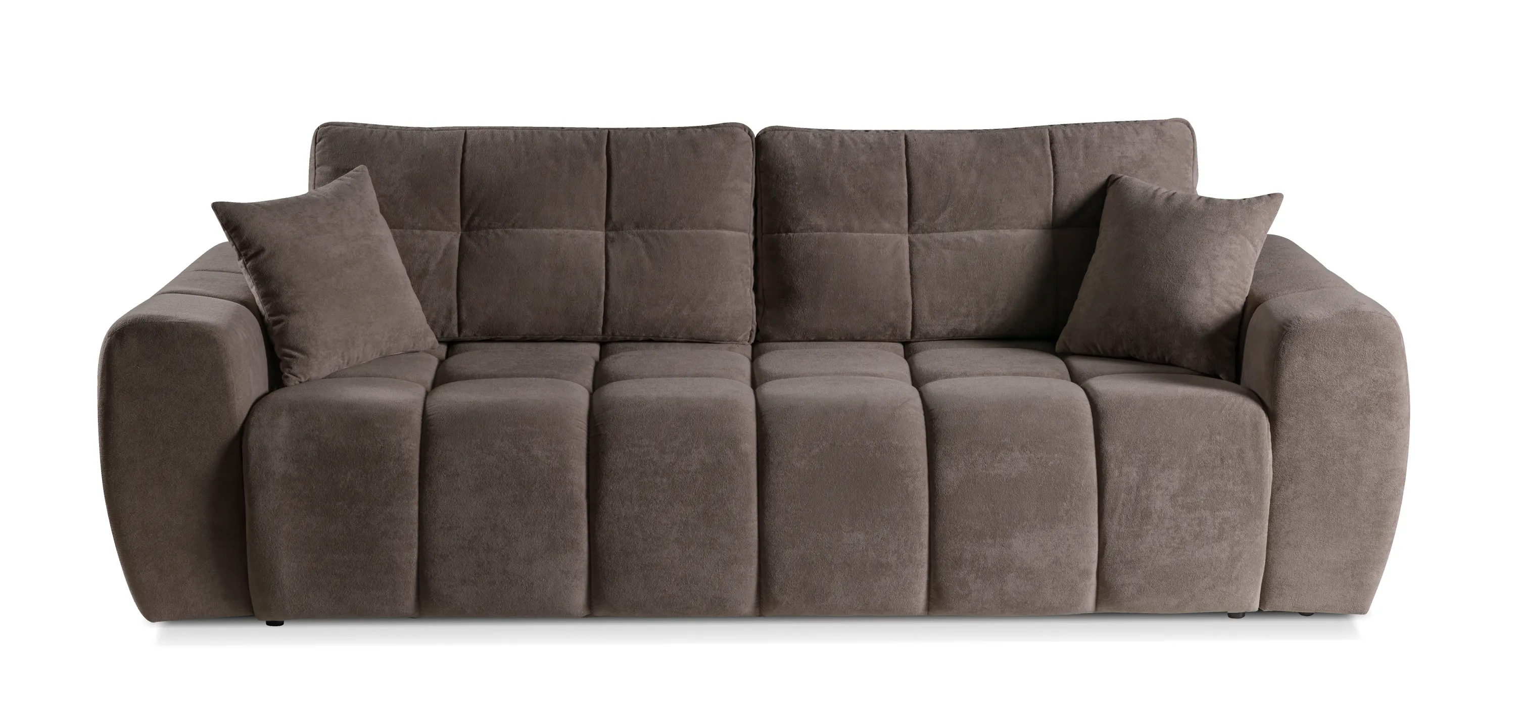 Sofa rozkładana z podłokietnikami FUTU powiększona powierzchnia spania Soft 04 - jasny brąz - FUTU_SO_SOFT04