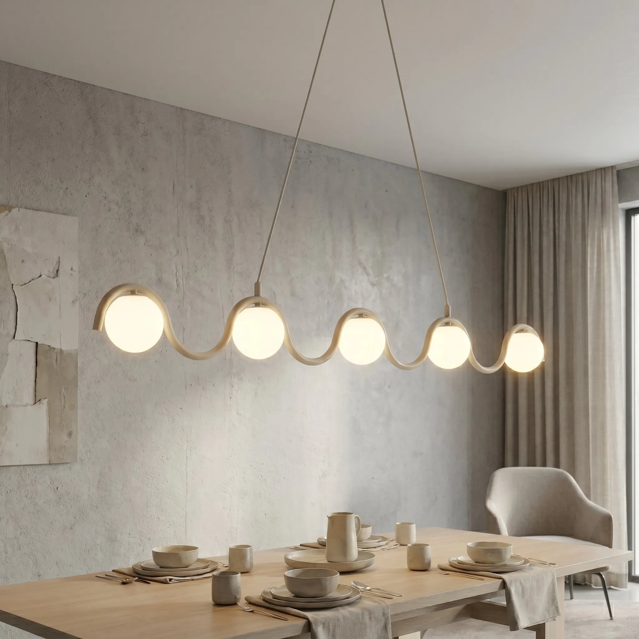 Falista lampa wisząca SINUS 5 beżowa - 1664/5