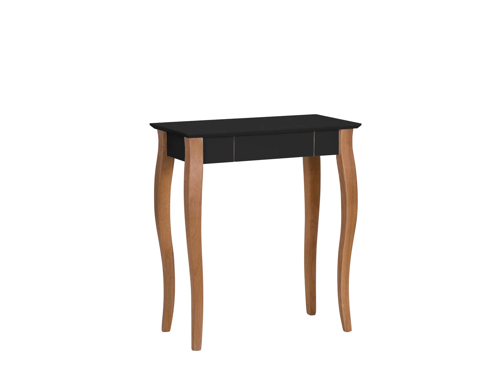 Biurko z szufladą LILLO 65x40 czarny blat/drewniane nogi