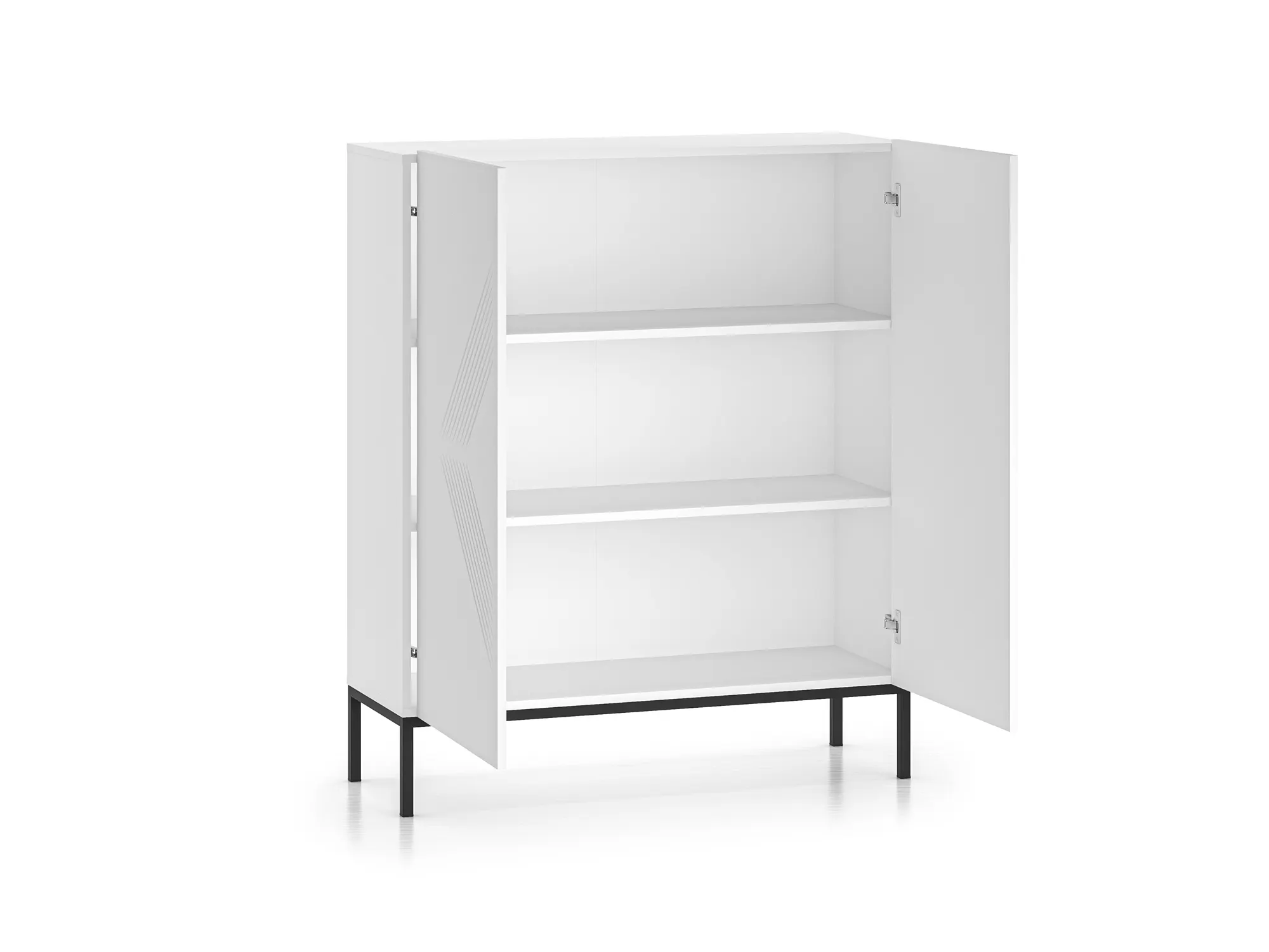 Komoda wysoka 2-drzwiowa CLEARING 01 biały alpejski, podstawa-czarny - 1CLEA01-001-01