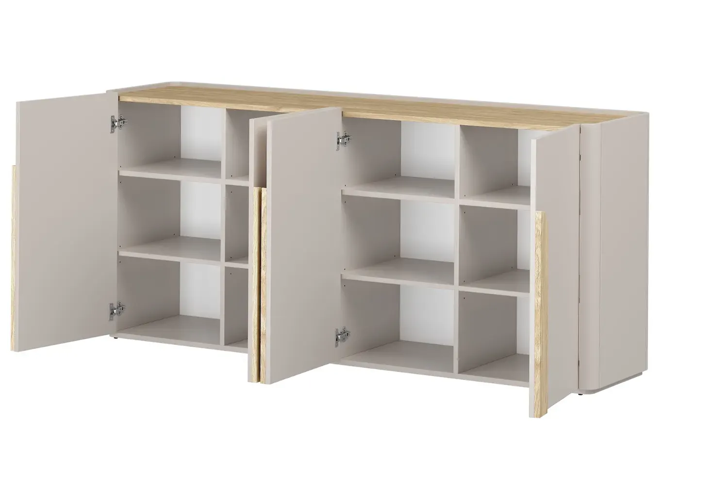 Komoda 4-drzwiowa AMILIO 200 - cashmere dąb olejowany uchwyty dąb jasny - B_169213