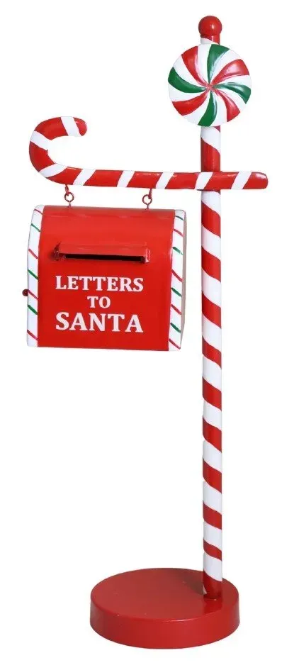 SKRZYNKA NA LISTY metalowa "LETTERS TO SANTA" 7376 czerwono-biała