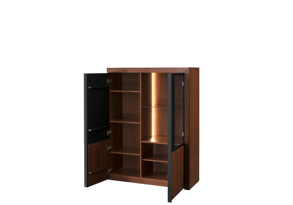 Witryna niska 2-drzwiowa PARIS 15 dąb antyczny czarny 140x106x42cm - TH-100-1780