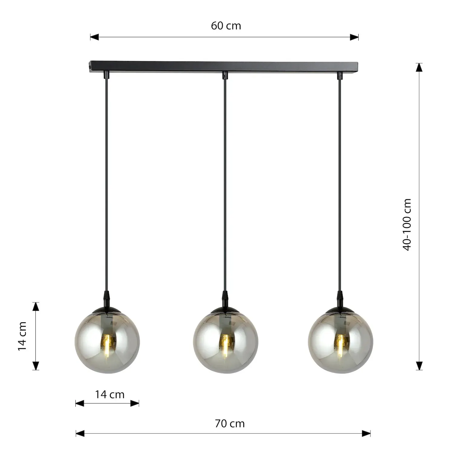 Lampa wisząca COSMO czarny grafitowy - 712/3