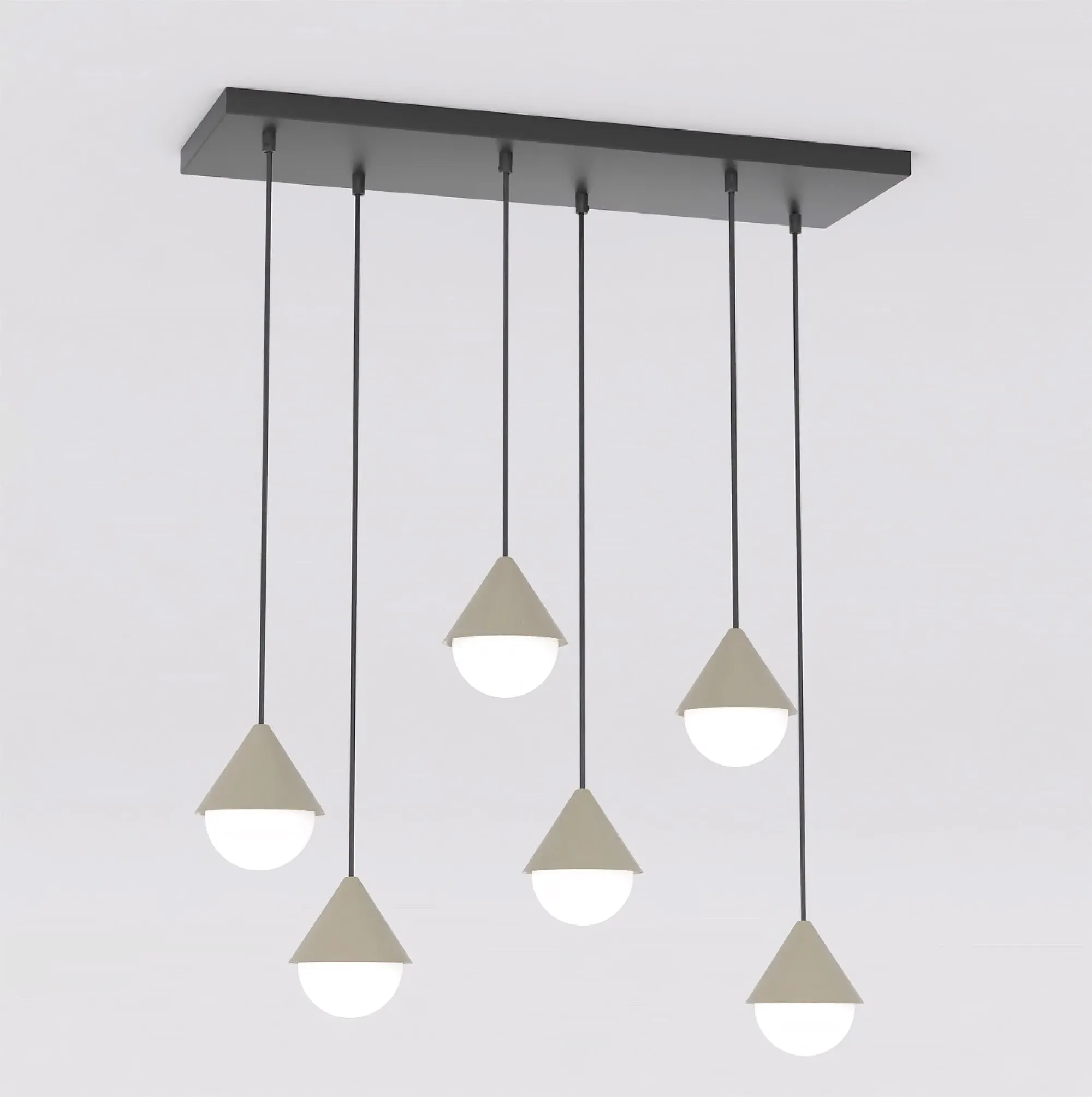 lampa wisząca, pendant lamp, kule świetlne, metalowy montaż, chromowana oprawa
