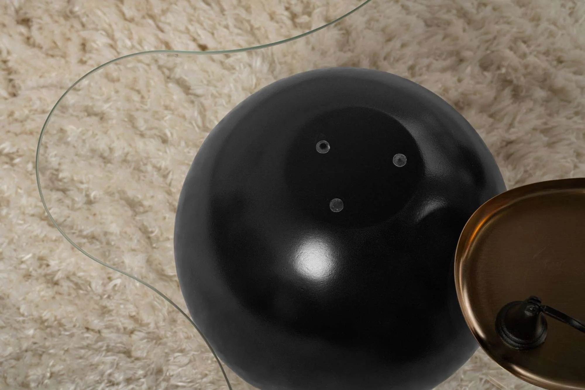 Stolik kawowy NOXA 80x120 cm nogi kuliste czarne blat transparentny - ASI_857NRD1116