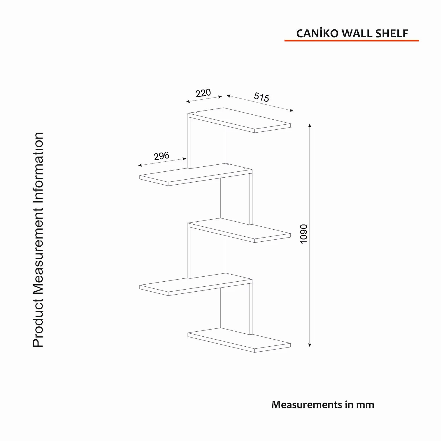 Półka ścienna narożna CANIKO kolor orzech - ASI_745DCD1612