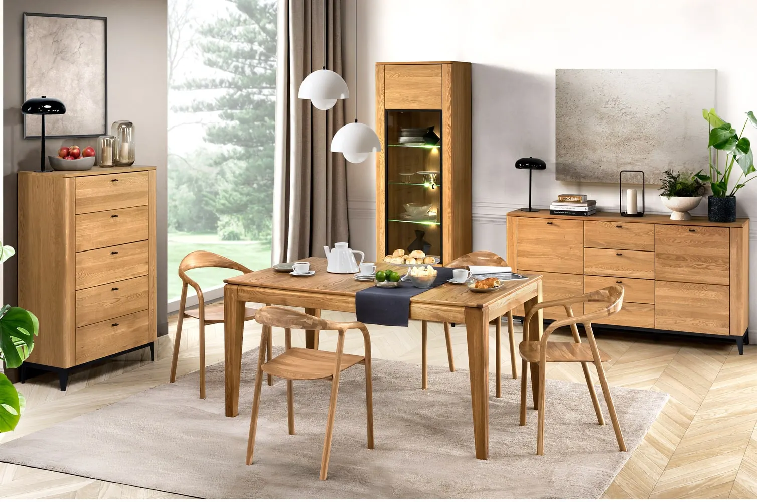 Komoda wysoka z 5 szufladami PORTO 75 - dąb złoty - TH-100-1679