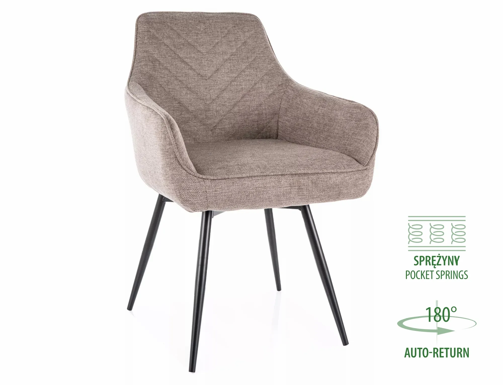 Krzesło obrotowe tapicerowane SERVIO BREGO 34 pikowane beżowy czarne nogi