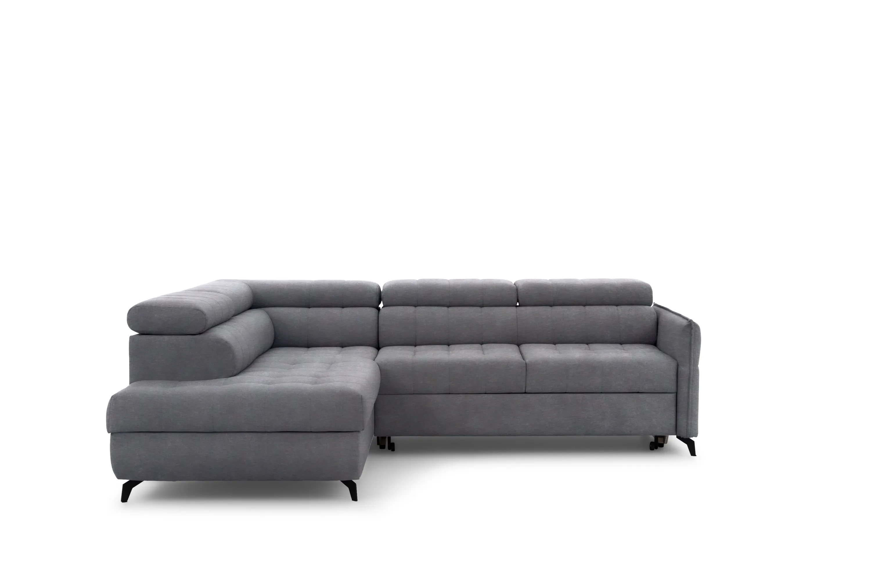 Narożnik rozkładany lewostronny ELARIAS (Cloud 82) 250x200 cm regulowane zagłówki i podłokietniki szary - B_162010