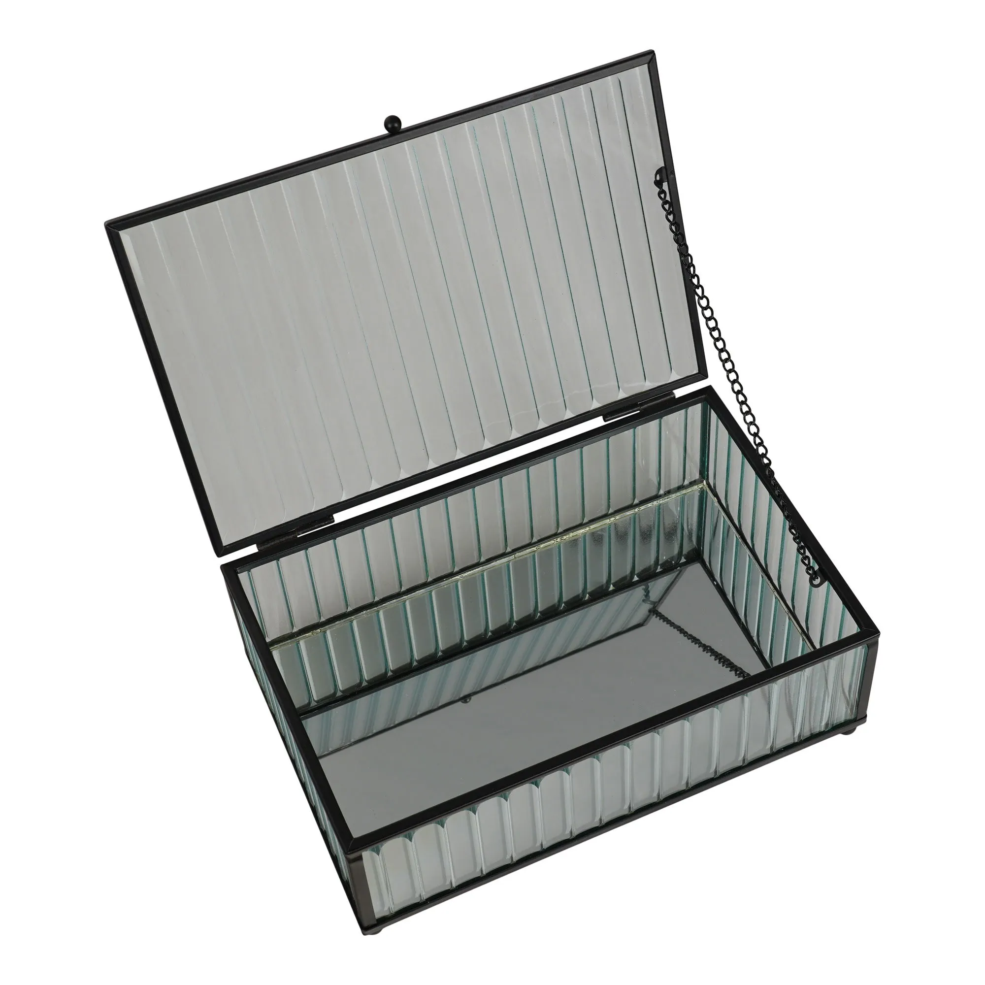 Pudełko do przechowywania SANTORINI szkło metal 20x13x7 cm czarny transparentny - 4442055