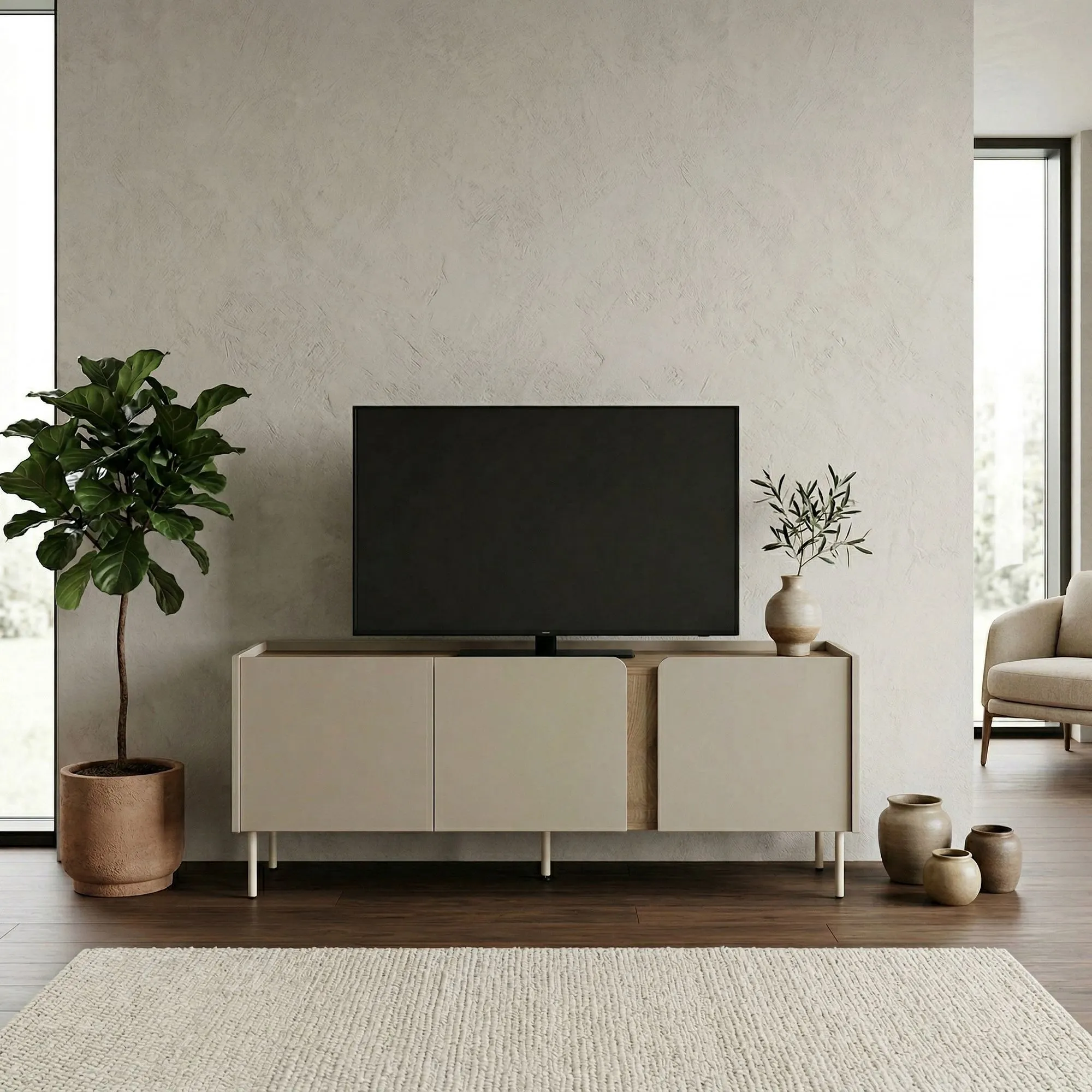 image telewizor, TV, mebel RTV, konsola pod TV, balustrada salonowa