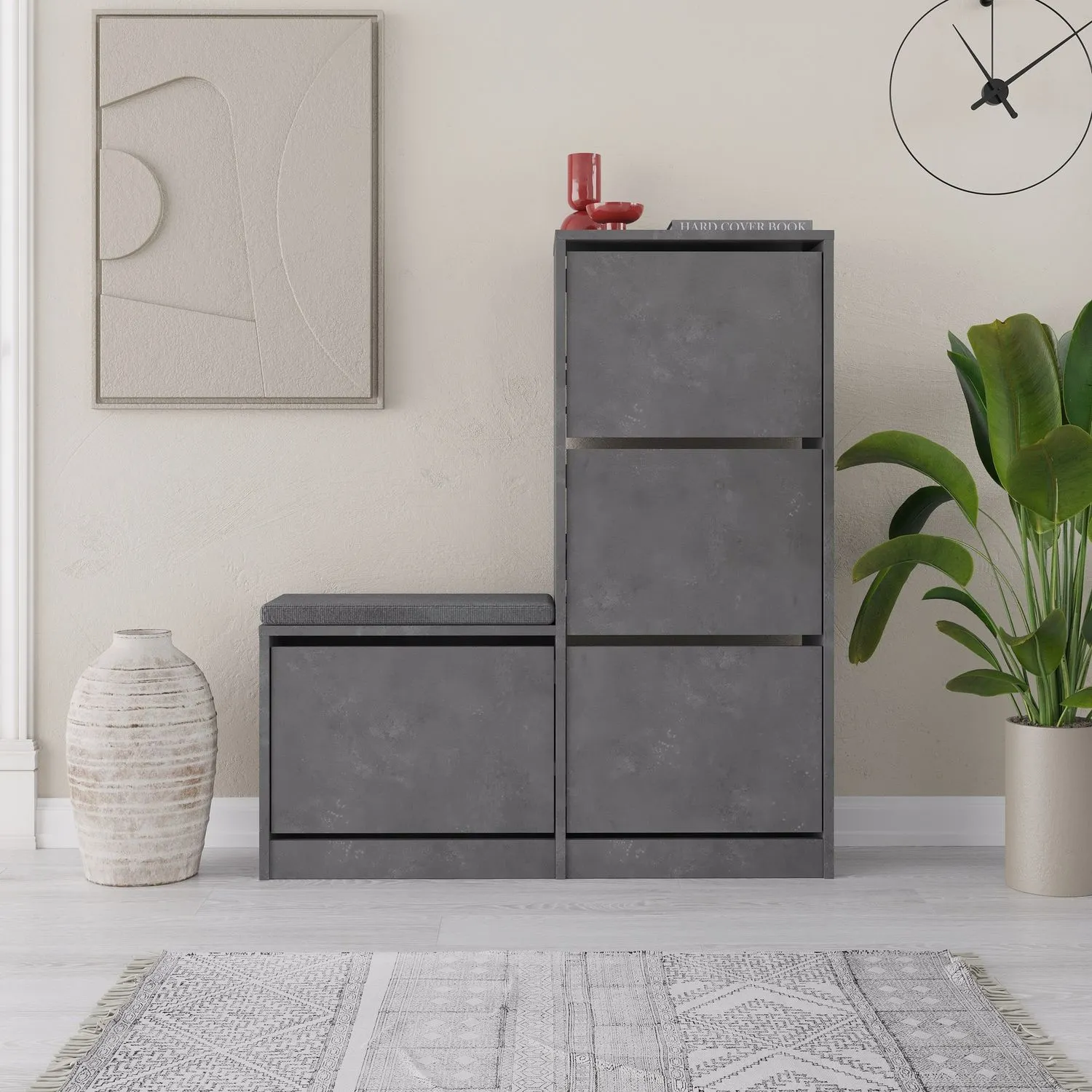 Szafka na buty z siedziskiem DUDE SZ105 W118 szara - ASI_779HMS4119