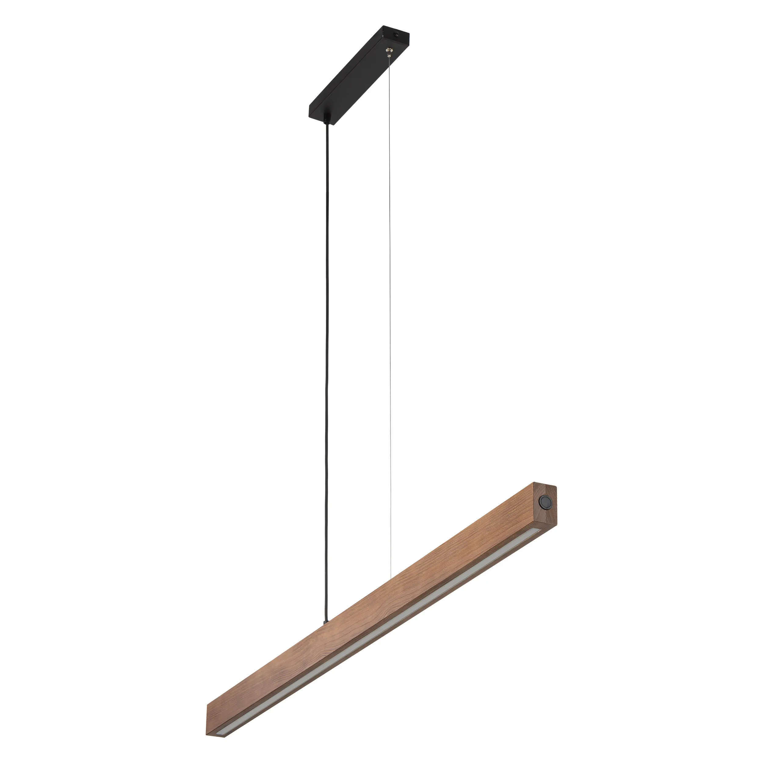 Lampa wisząca TEO LED 15W czarna z drewnianym kloszem z orzecha z włącznikiem 126x100x5cm - TK_1449