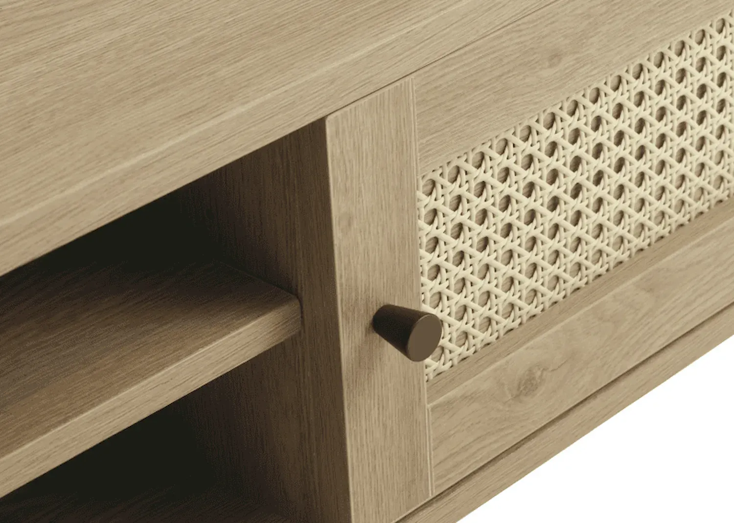 Szafka RTV 2-drzwiowa PENSACOLA z półkami efekt dębu - UN_44642023