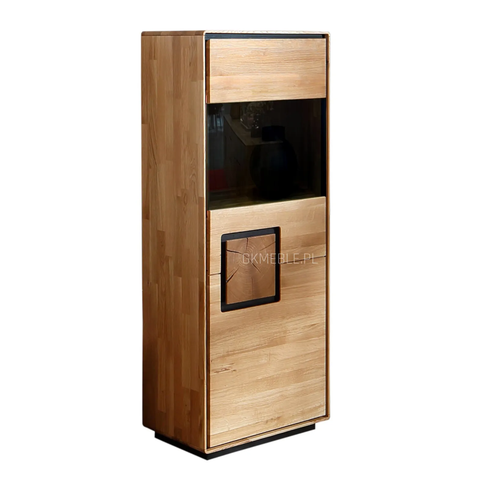 Kredens-witryna dębowa z przeszkleniem MELLOW 1-drzwiowy 60x151 prawy