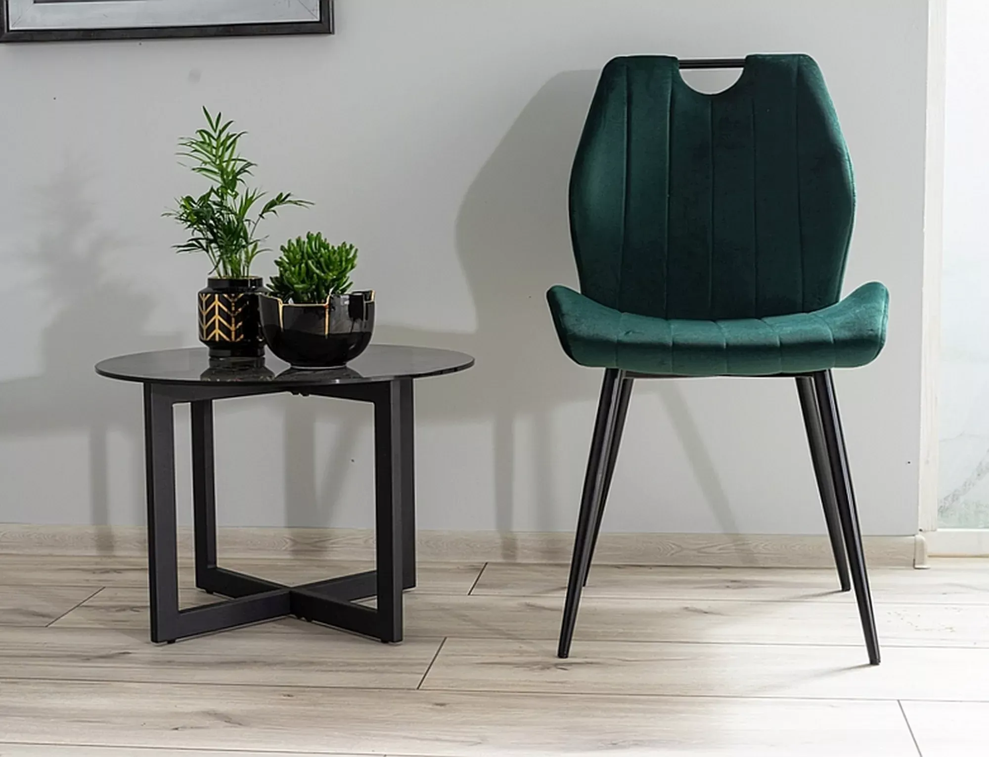 Krzesło tapicerowane ARCO VELVET Bluvel 78 zielony czarny stelaż - ARCOVCZ