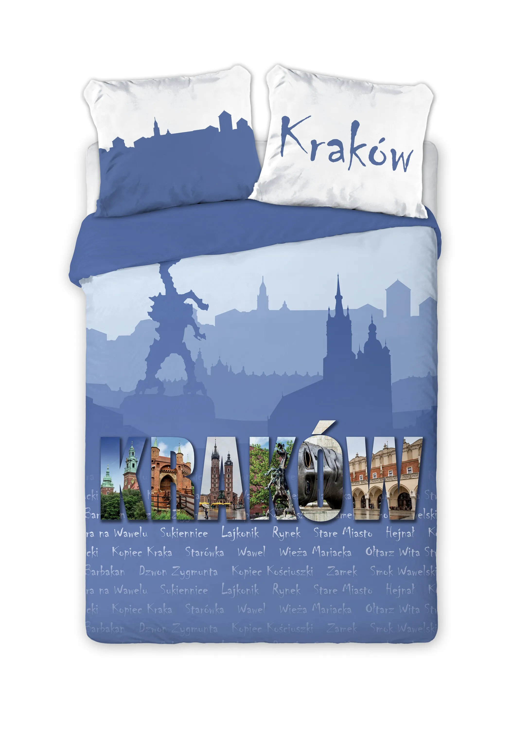 Pościel młodzieżowa komplet TRAVEL 160X200+2X70X80 KRAKÓW niebieski Meble, Reklama, Plakat
