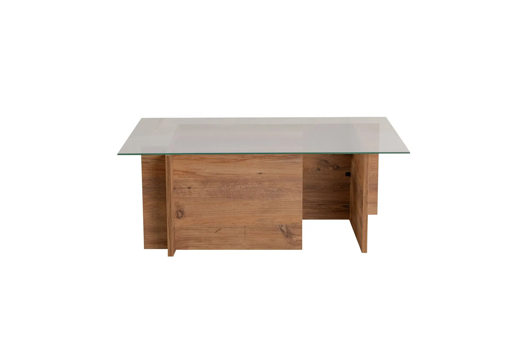 Stolik kawowy VETRINO 65x105 cm szkło hartowane sosna atlantycka