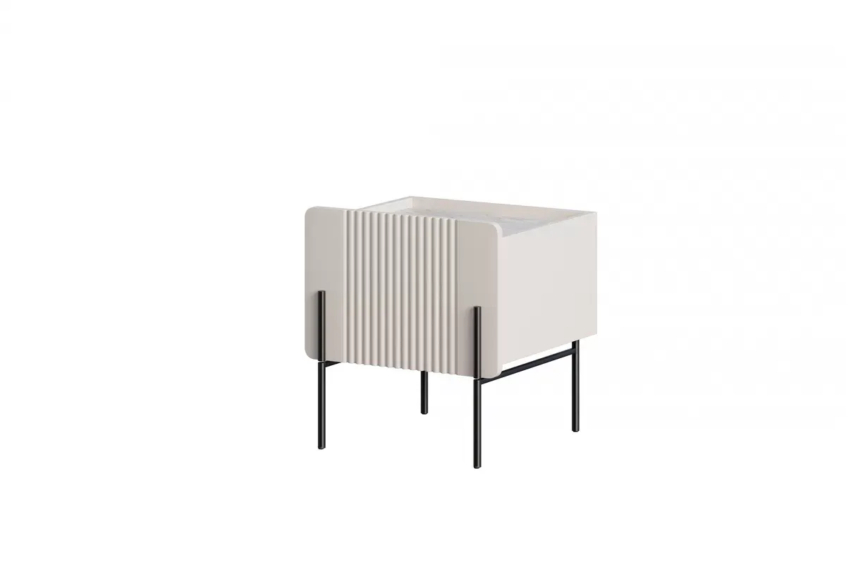 MALMI Szafka nocna 45 1SZ - cashmere / crema bianca / czarne nogi